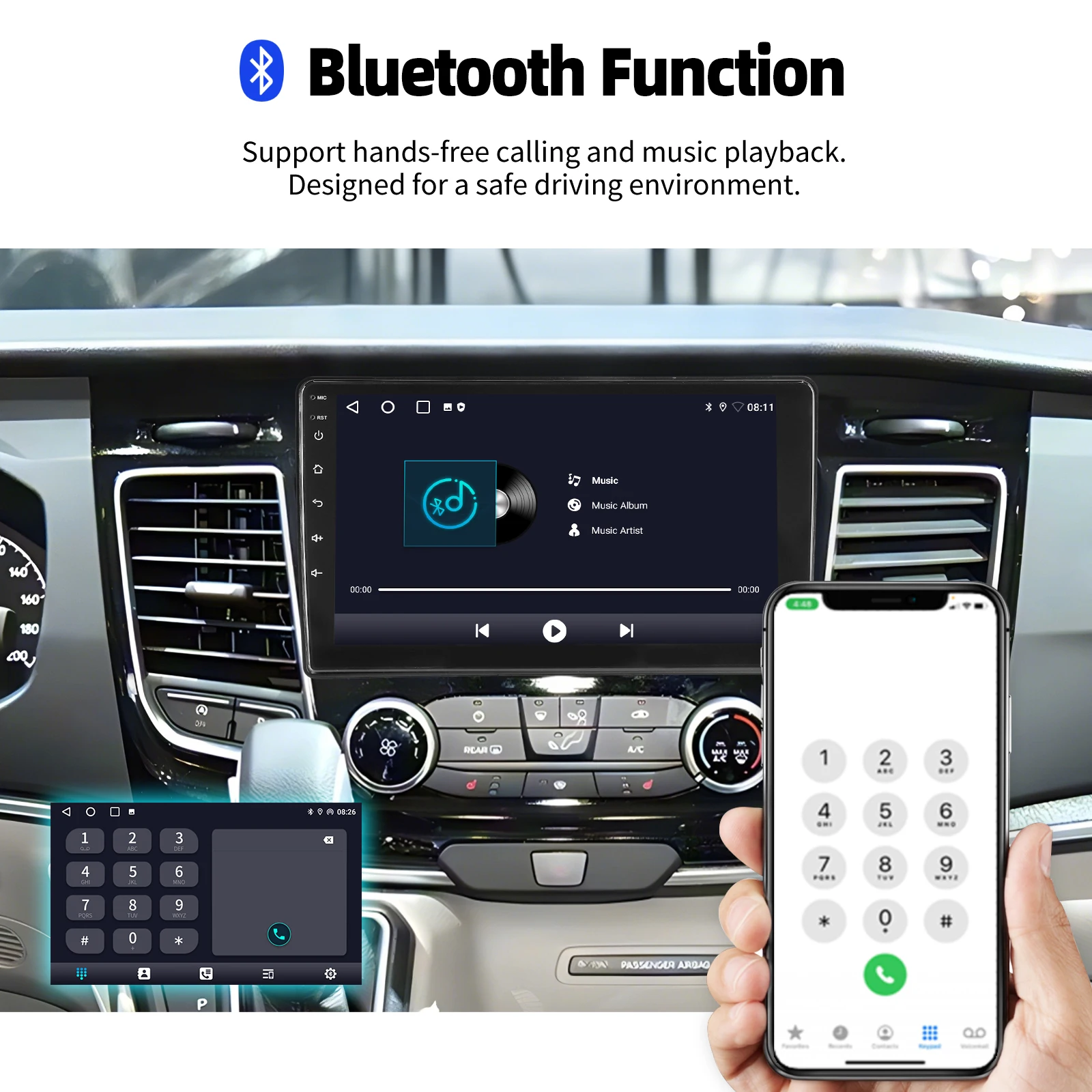 ESSGOO 9 "Android 15 2 + 32/4 + 64G Drahtlose Carplay Auto Stere Radio Für Ford Transit benutzerdefinierte 18-22 GPS Navi WIFI SWC FM BT RDS USB – Detail 13