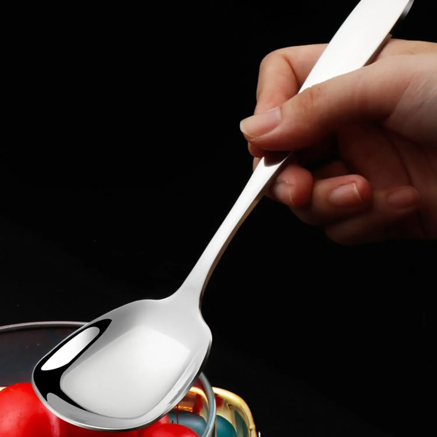 Dining Spoon Stainless Steel Round Spoon Dining Spoon Kitchen Tool Dishwasher Washable Fine Mirror Polishing