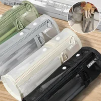 Mesh Dual-use Makeup Brush Storage Bag Portable Brush Case Simple Large Capacity Brush Bucket Holder Travel Stand-up Pouch