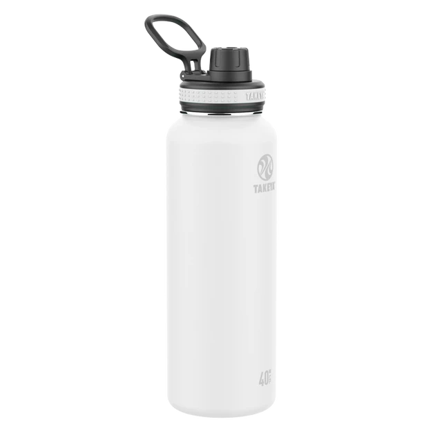 Hydro Flask Vacuum Insulated Stainless Steel Water Bottle Wide Mouth with Straw Lid (White, 40-Ounce)