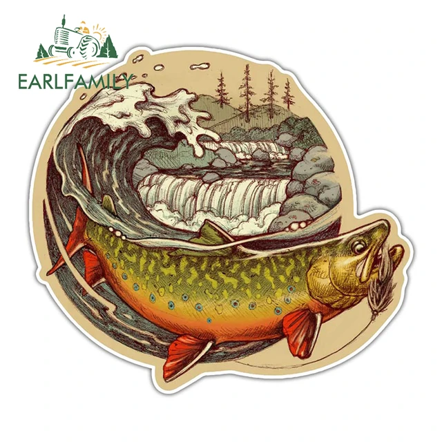 Earlfamily Wild Brown Trout Wave Decal Fishing Retro Art Creative Car  Styling Kayak Car Bumper Decals Trout Fishing Car Stickers - Car Stickers -  AliExpress