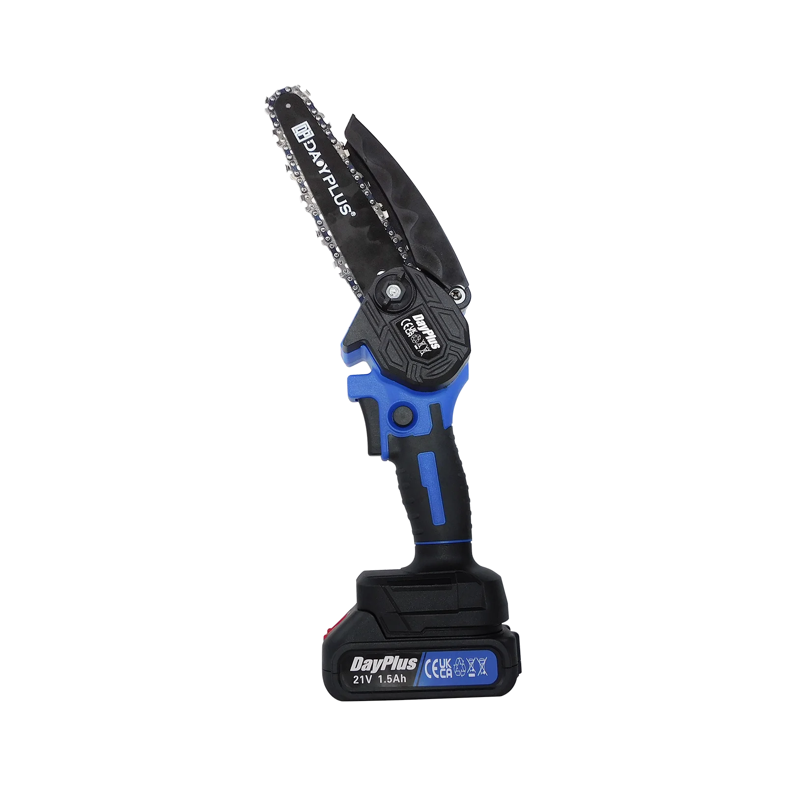 6-Zoll-Akku-Kettensäge mit 2 Batterien, 2 Chians, 600-W-Motor, tragbar, leicht, 5300 U/min, Schneiddurchmesser 0–80 mm – Detail 11