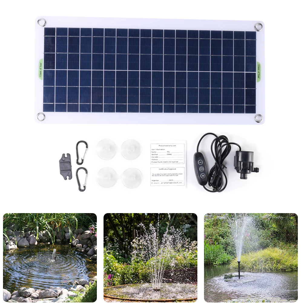 19W 800L/H Aquarium Pump Garden Decorative PET Solar Power Panel Water Pump Watering System with Adjustment Switch Kits for Pond