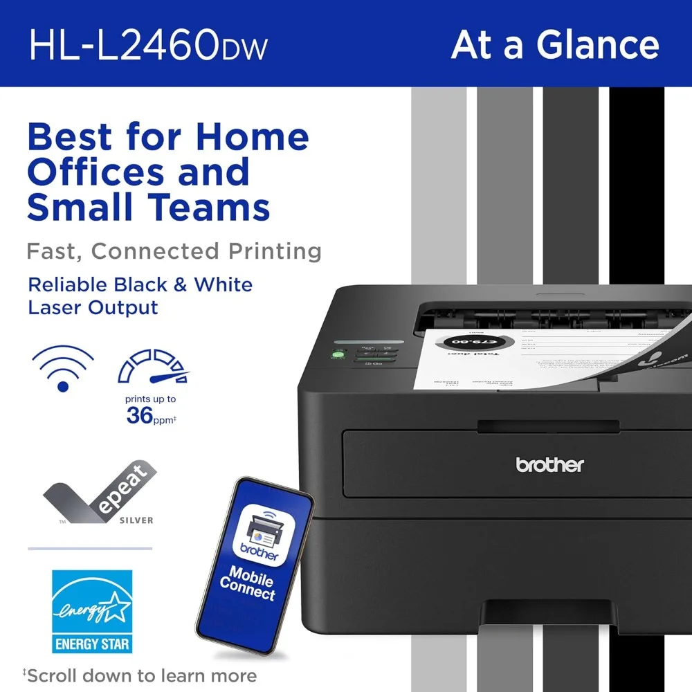 HL-L2460DW Wireless Compact Monochrome Laser Printer with Duplex, Mobile Printing 2