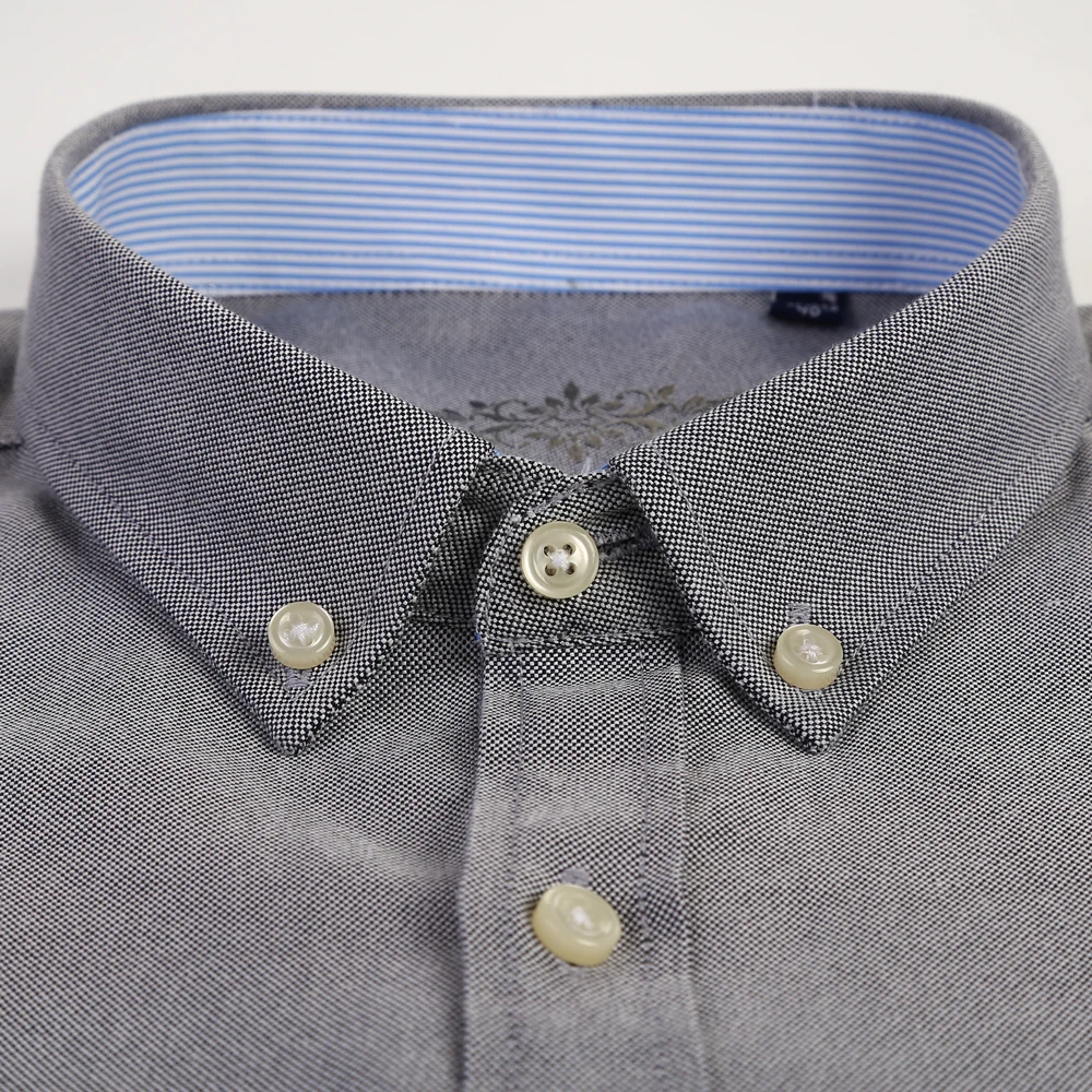 Men's Long Sleeve Cotton Shirt Single Patch Pocket Simple Design