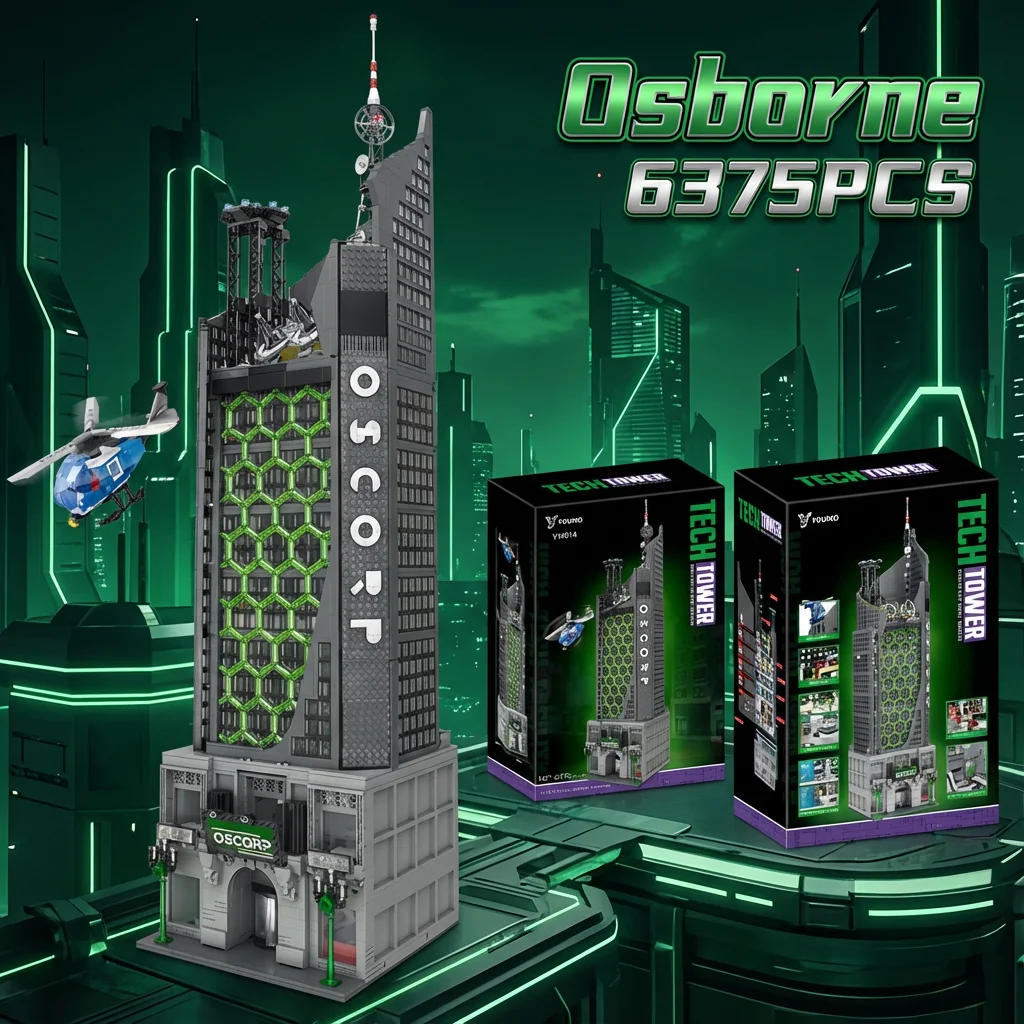 Spider-Films Oscorp Helden-Turm Bausteine mit Licht, Stadt-Klassiker Modulares Montagemodell-Set, Kreative Spielzeuge und Geschenke ﻿ 6375 Stück – Detail 4