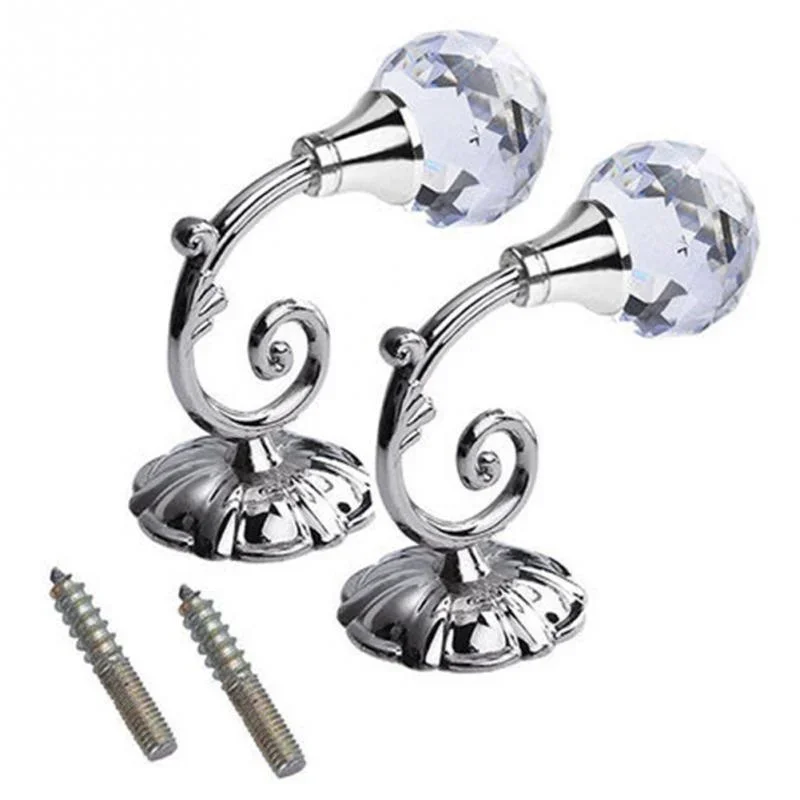 2 Pcs Metal Crystal Glass Curtain Holdback Wall Tie Back Hooks Hanger Holder Window Accessories 2025