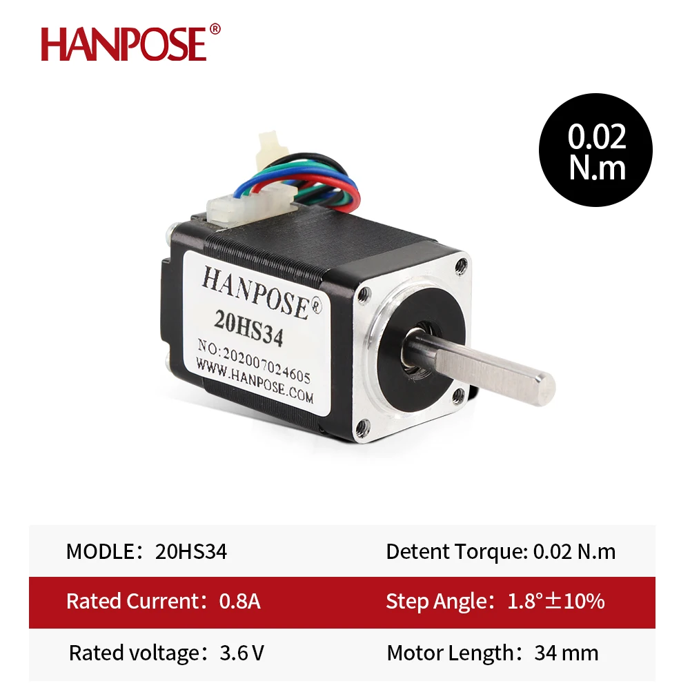 HANPOSE Free shipping Nema 8 Stepper Motor 20HS24 20HS34 20HS40 20HS50 0.8A 12mN.m  20 Series stepper motor For game machines