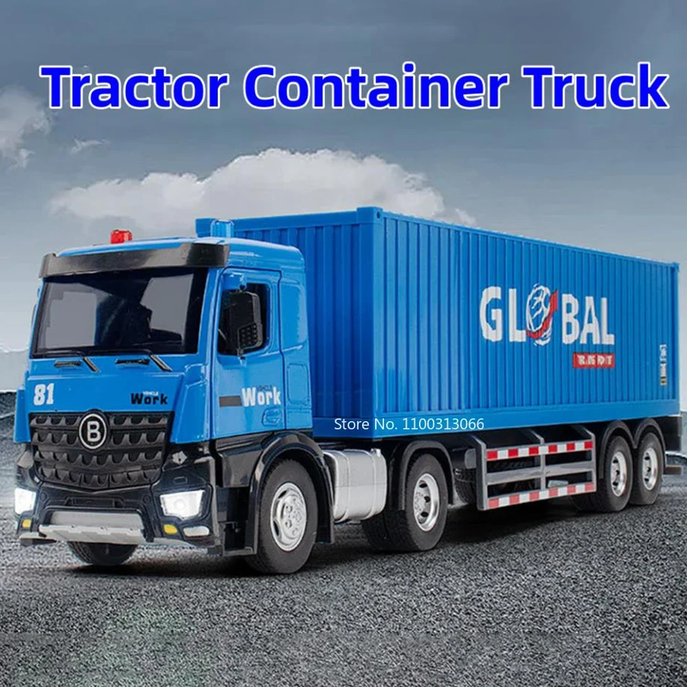 

1:24 Container Transport Truck Car Model Toy Body Separation Alloy Vehicle Door Can Be Opened Pull Back Cars for Child Gifts