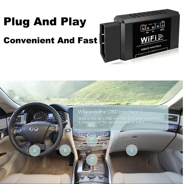 ELM327 WiFi OBD2 Code Reader Scanner Car Diagnostic Tools V1.5 WIFI For Android/IOS/PC OBD2 Interface Adapter 16PIN 4