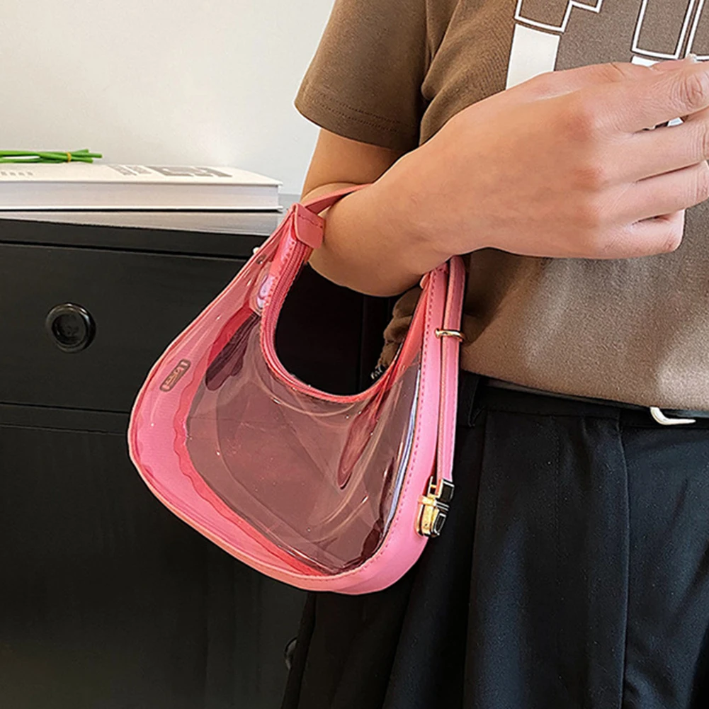 Borsa a mezzaluna Totes PVC trasparente trasparente Summer Women Jelly Underarm Borse Moda semplice hobo per ascella femminile_voghion.com