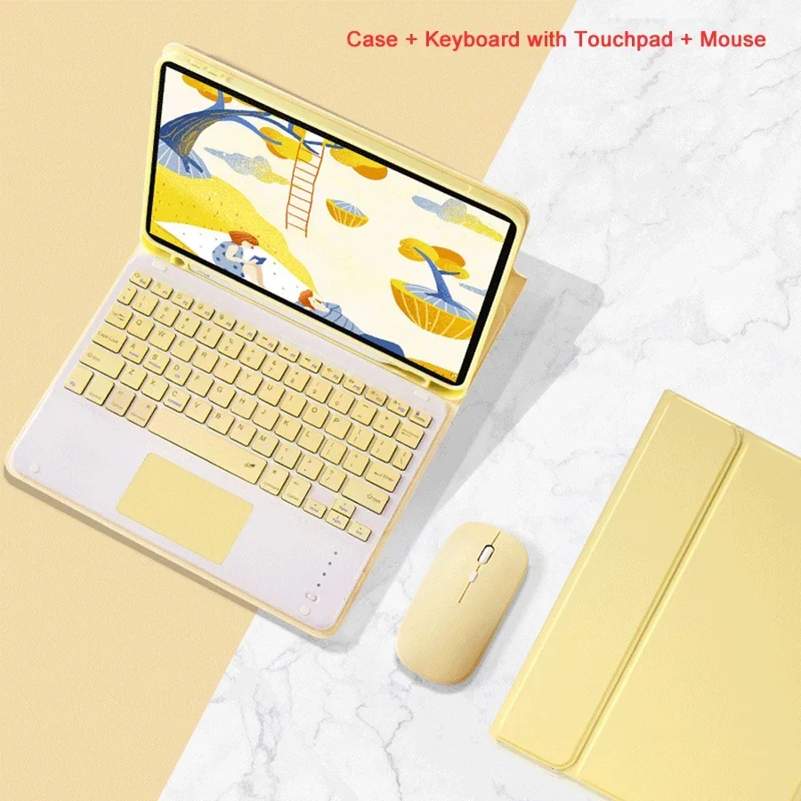 Premium Leather Keyboard Case with Mouse for iPad - Versatile Fit for Multiple Sizes