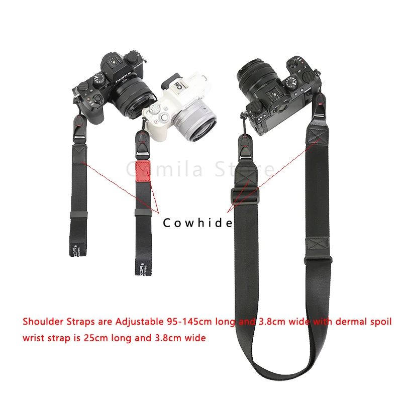 Cinturino Per Fotocamera A Sgancio Rapido Regolabile 95-145Cm Per Mirrorless Digital Leica Canon Fuji Nikon Olympus Pentax Sony Slr Carico 50Kg