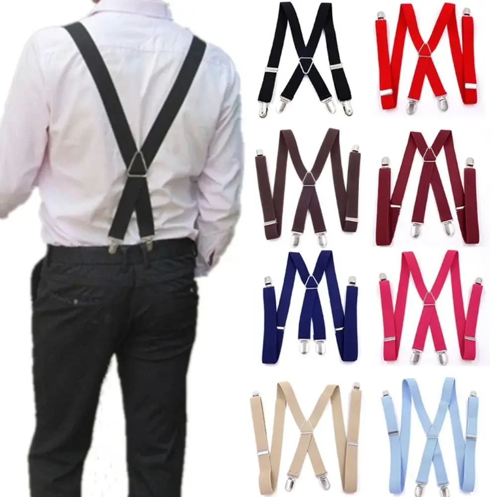 4 Clips 2.5CM Wide Men Suspenders Women Elastic Adjustable Adult Braces Suspender Kids Children Boys Girls Wedding Accessories men suspenders braces