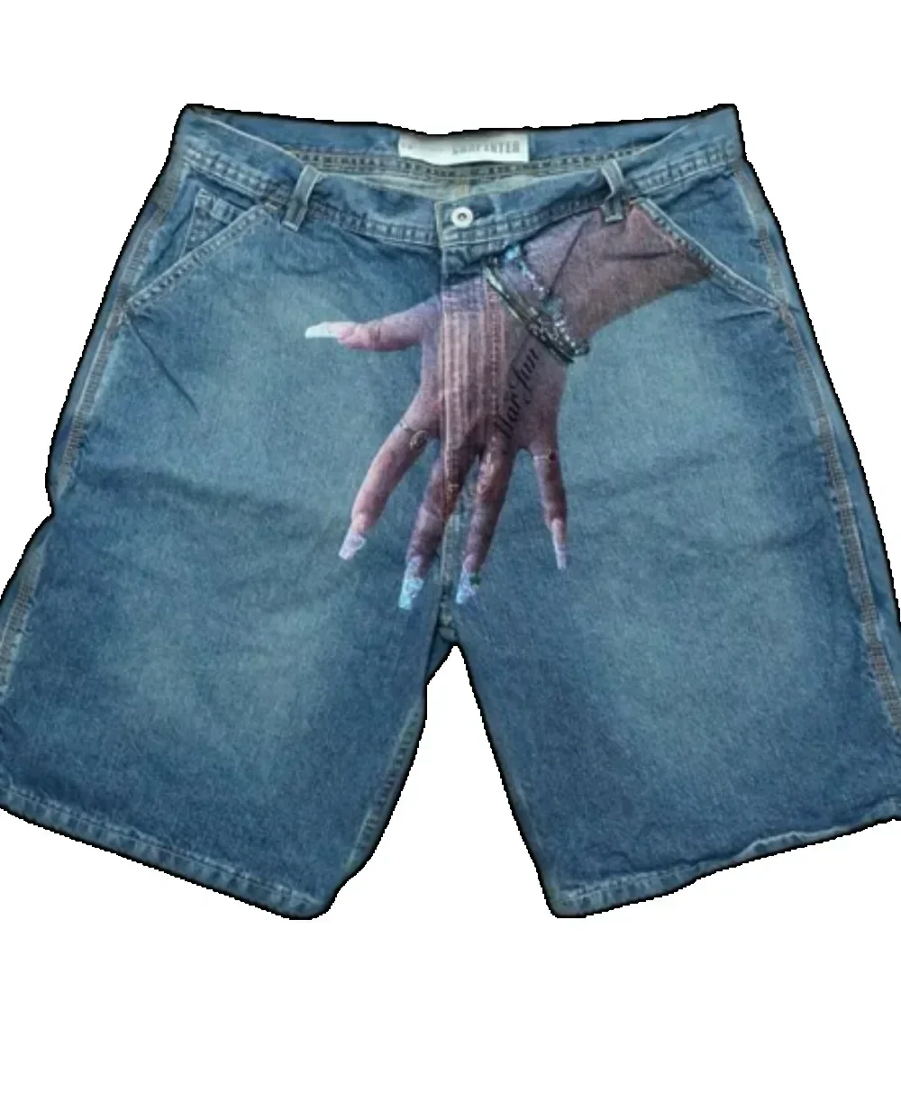 Y2K Baggy Denim Shorts vintage Finger Print Hip Hop gym shorts Harajuku Summer Men Women Gothic Men Basketball Shorts Streetwear