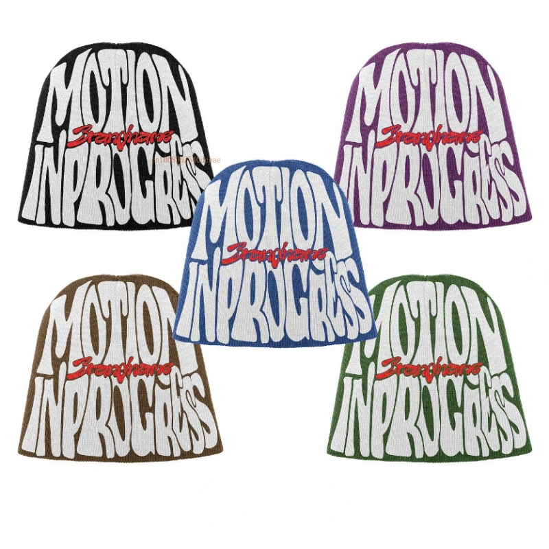 

Alphabet Embroidery Burst Beanies Men Women Winter Street Couple Cap Casual Brimless Penny Cap Design Sense Wool Knit Cold Cap