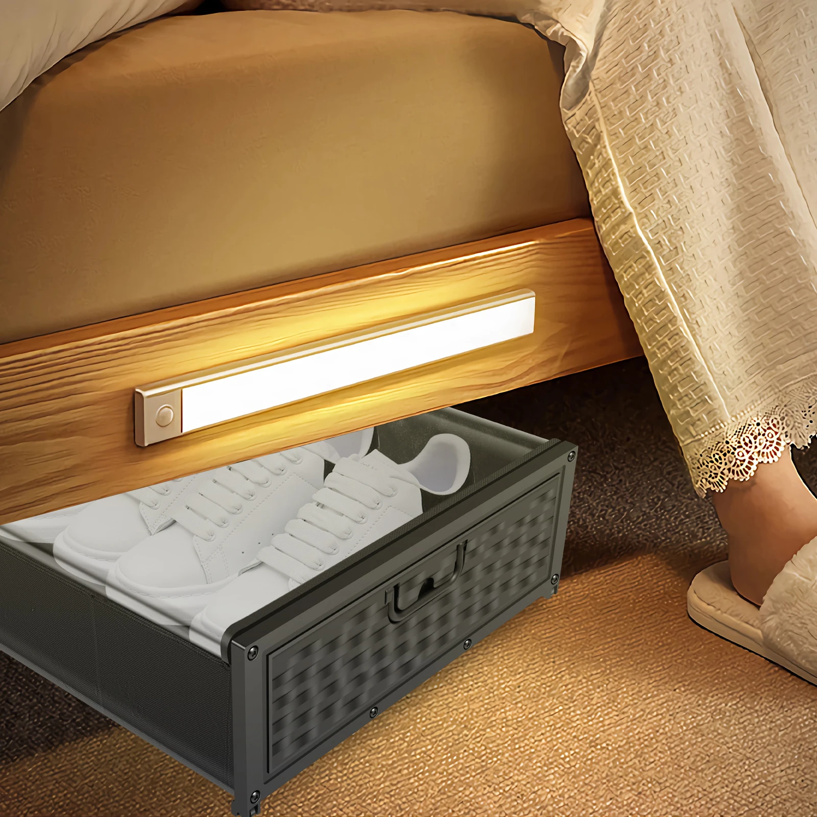 

Under Bed Storage Containers with Wheels Rolling Under Bed Storage Bins with Clear Cover Breathable Underbed Storage Box Space