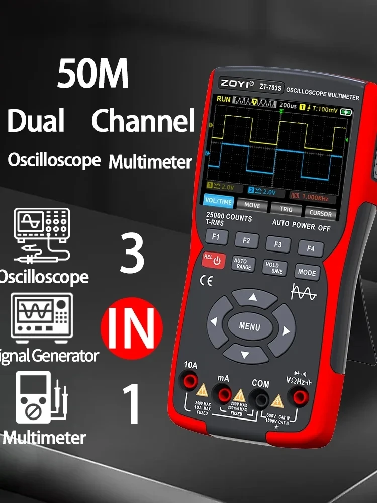 ZT703S Color Screen Handheld Digital Oscilloscope Multimeter Auto Repair Instrument Multi-function Measurement Anti-burn