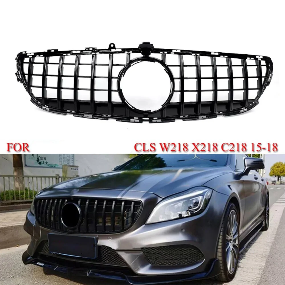 Front Bumper Center Grill, Car Front Hood Grill Grilles Compatible For CLS-Class W218 C218 X218 2015-2018 Replaces