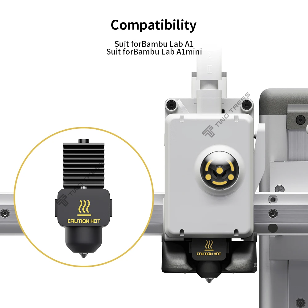 Bambu Lab A1/ A1 Mini 용 Hotend 키트 업그레이드 Bambulab a1 Mini Hotend 용 0.4mm 경화 강철 노즐 실리콘 커버 핫 엔드 포함