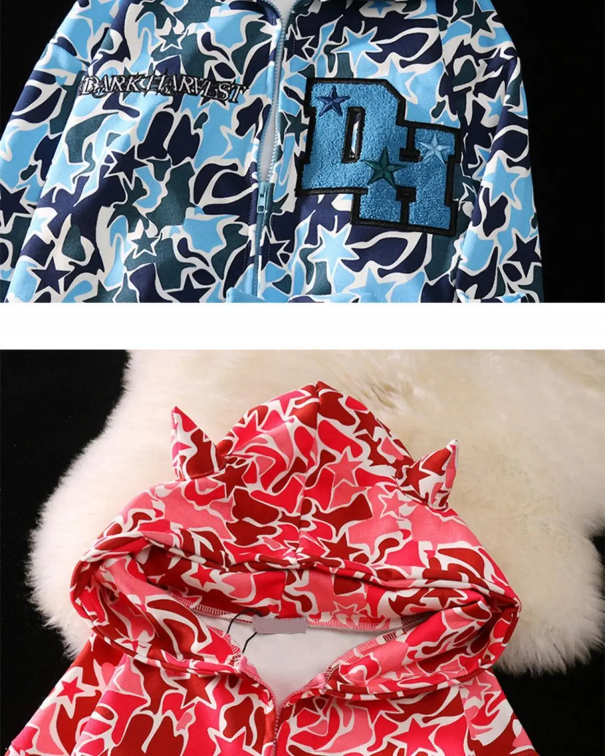 Y2k-プリントフード付きカモフラージュジャケット,男性と女性