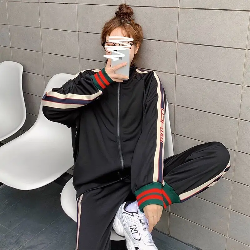 Sports Suit Women\'s Spring and Autumn Loose Slimming Korean Style Fashionable Fashionable Sweatshirt for Students