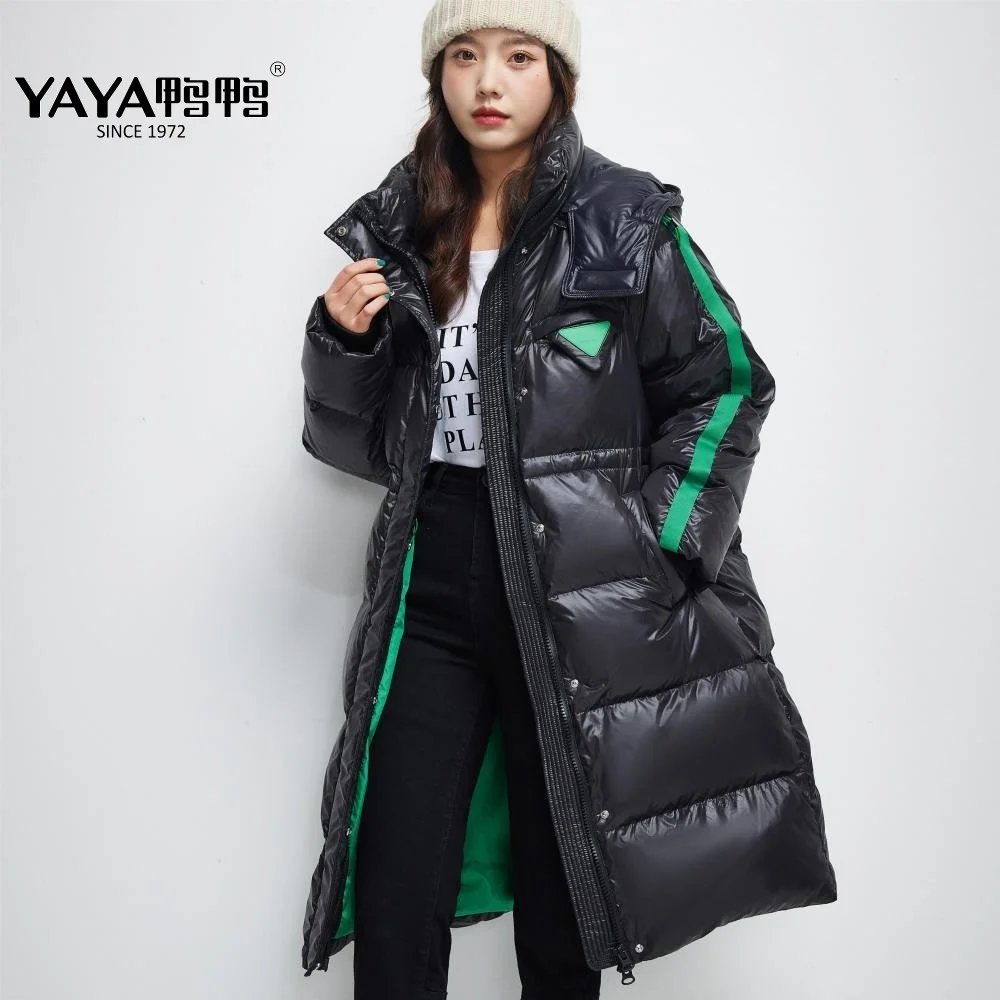 

YAYA 2023 Women's Down Jacket Inclusive Extended 90% White Duck Liner Water-Proof Wide Waist Thicken Stand Collar Hooded Coat
