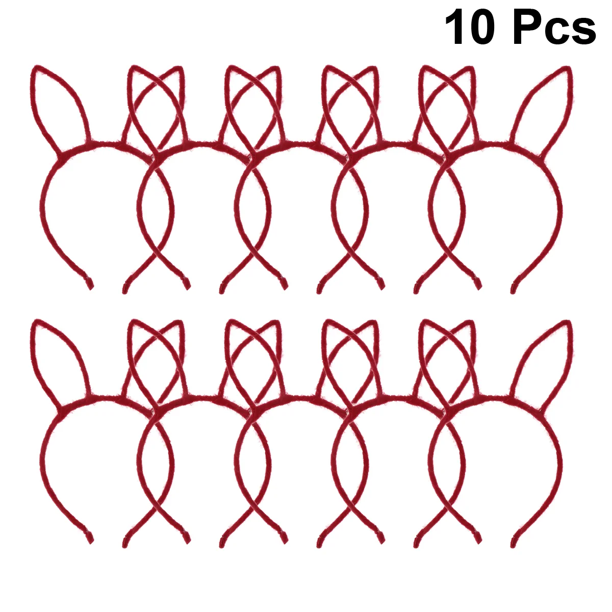 

10pcs Bunny Ears Headband Plush Rabbit Ear Hairband Adorable Hair Bunny Hairbands for Holiday Costume Party Favor ( Red )