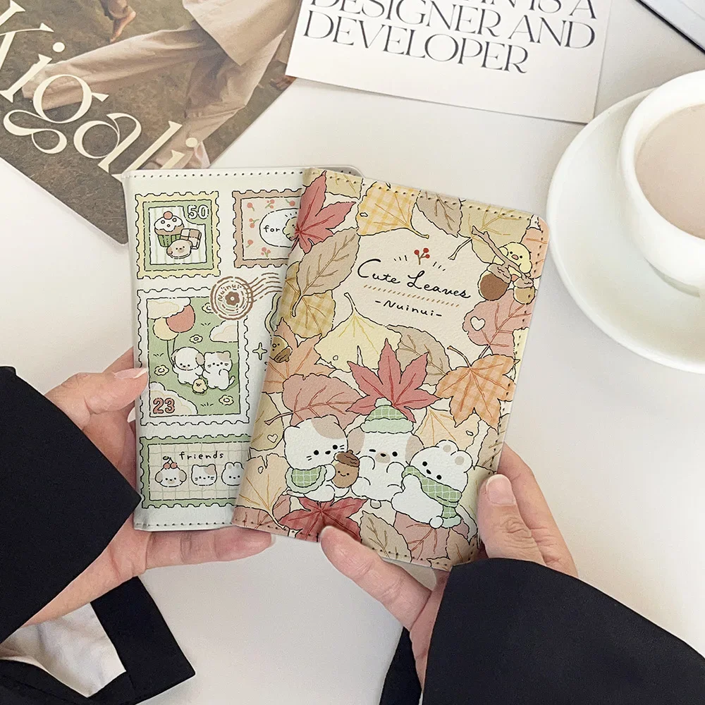 Cartoon Rabbit Passport Holder Pu Leather Multi-function Card Clamp Wallet Waterproof Light-weight Passport Cover Travel Outdoor