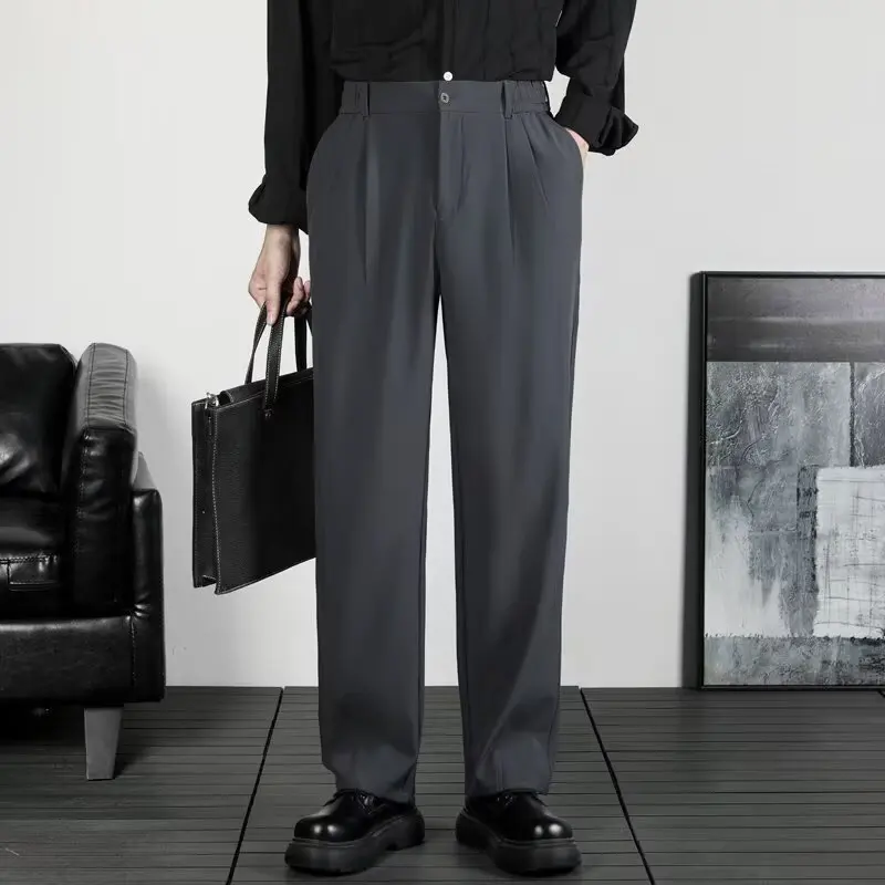 Formal Man Dress Pants for Men Spring Ice Silk Pants Summer Men's Summer Slacks Cropped Trousers Elegant Clothes Man Suit Male