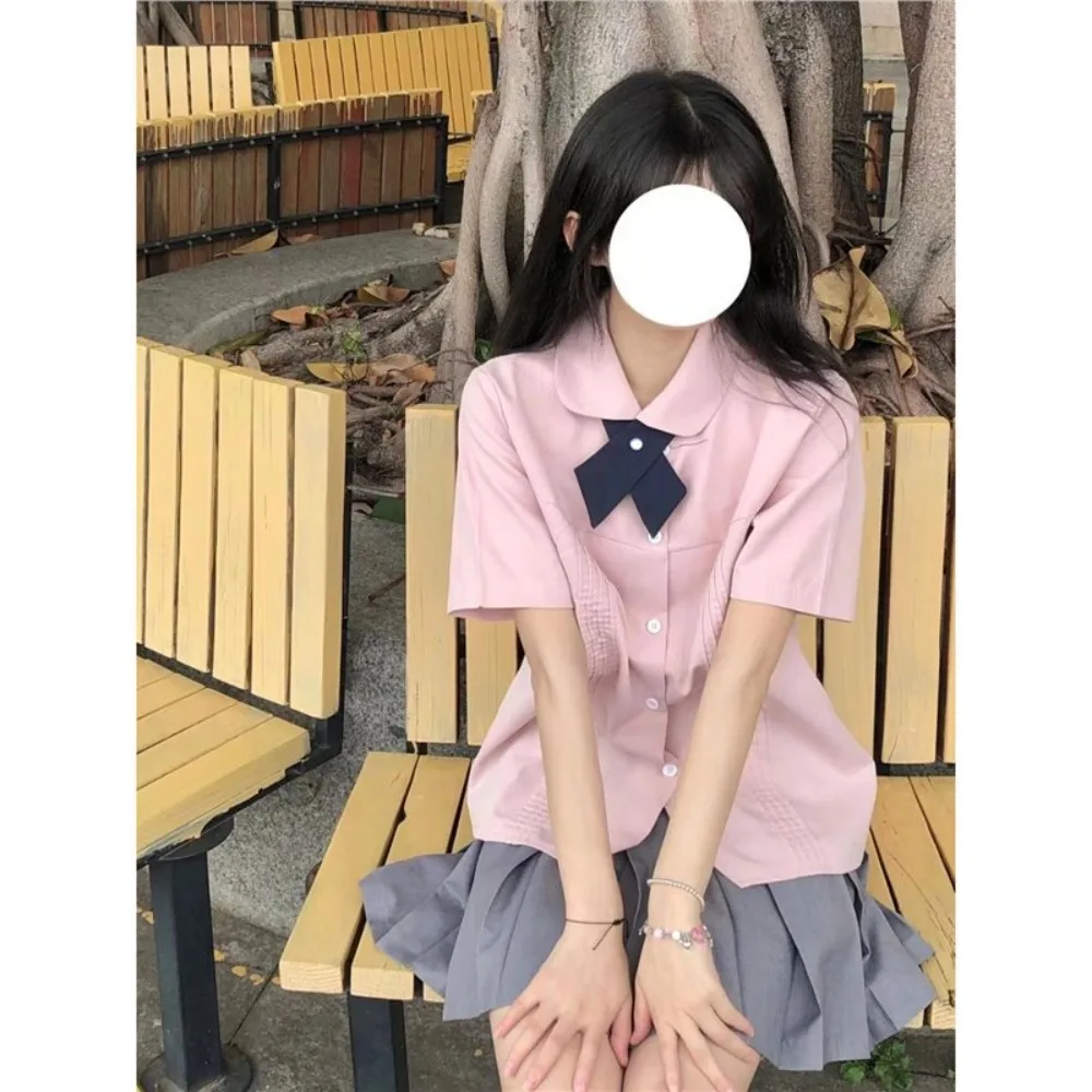  대학 스타일 JK 교복, 여성용 반팔 셔츠 탑 3피스 슈트, 데일리웨어 및 코스프레용 캐주얼 의상