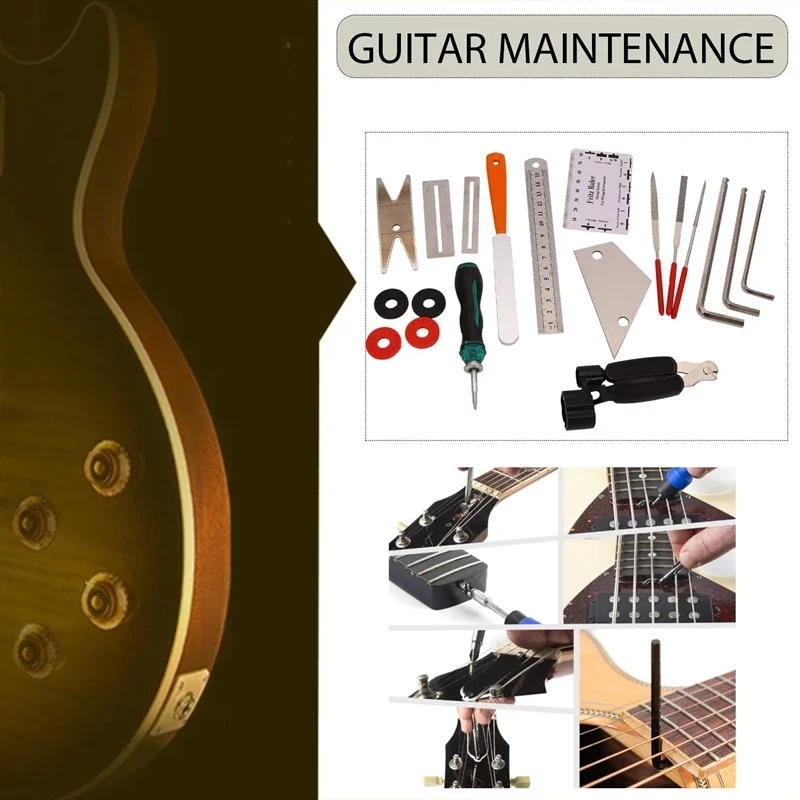 Comprehensive 20-Piece Guitar Maintenance Tool Kit with String Organizer, Winder, and Cutter