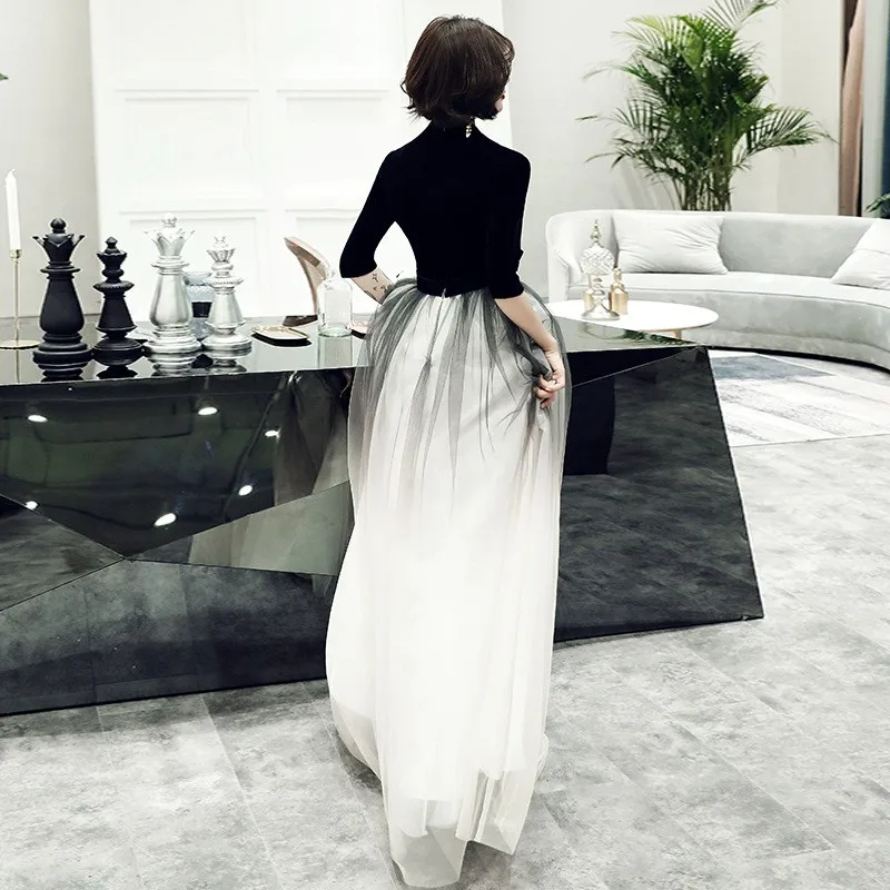 Ele adual Bla Evening Dr Women's 2025 New Sle Queen Aosphere Long Dinner Par Gown Korean Sle A-Line Skirt