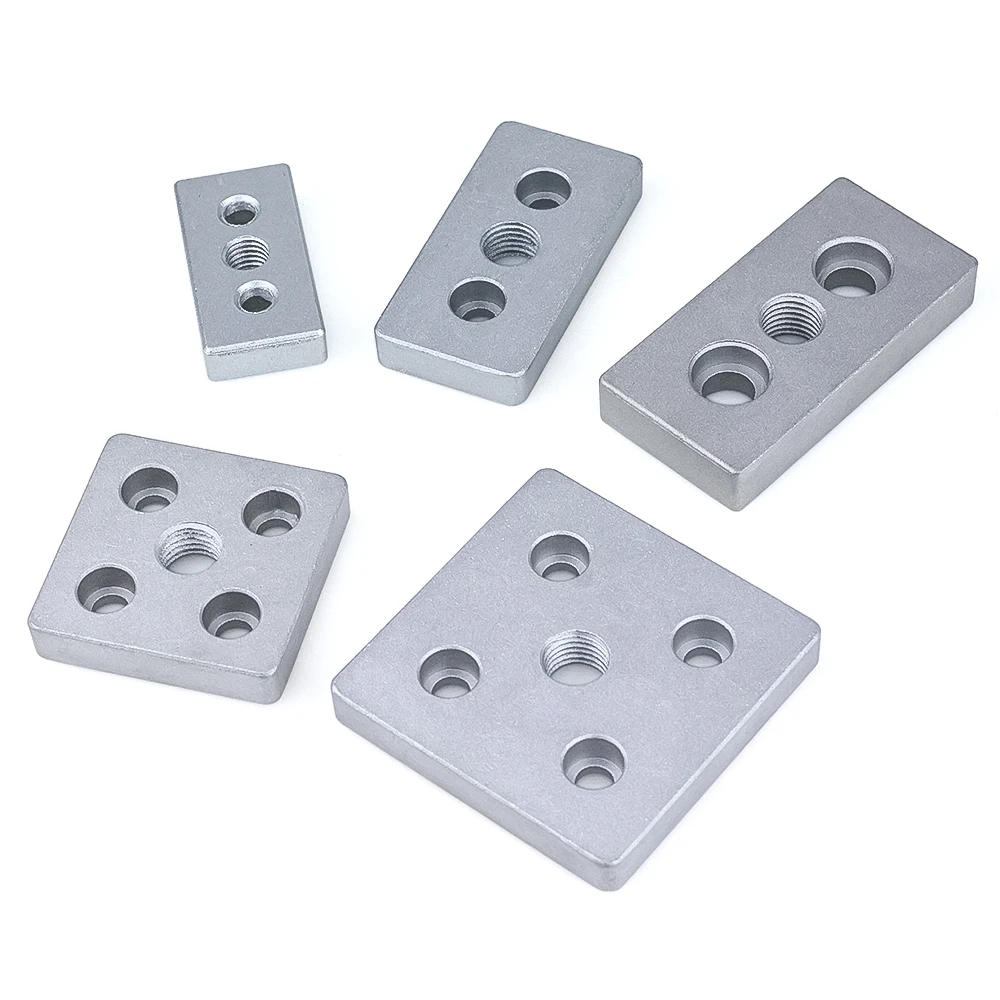 4Pcs 3 홀 5 홀 연결 풋 서포트 캐스터 고정 장착 커넥터 커버 플레이트 알루미늄 프로파일 용 엔드 연결 플레이트