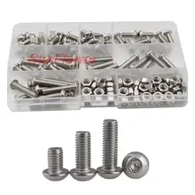 

120-434Pcs M2M3M4M M6 Hex Button Head Machine Screw Thread Metric Hexagon Socket Cap Bolt Nut 304 Stainless Steel Assortment Kit