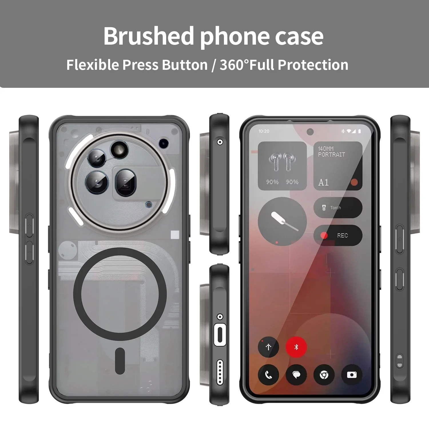 Matte Transparent Anti-Shock Magnetic Case with Magsafe Wireless Charging Capability