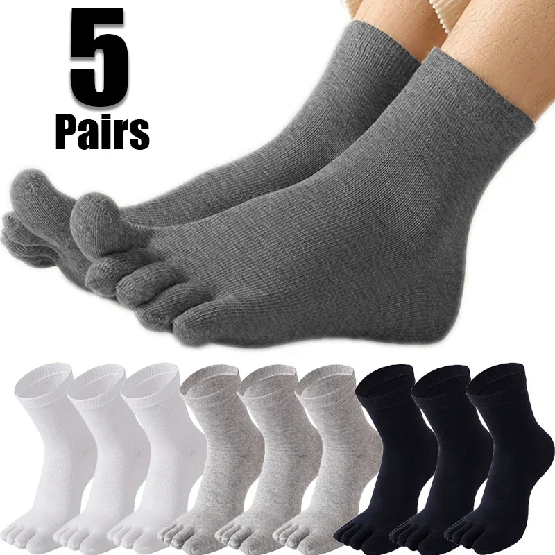 

5Pairs Tabi Toe Socks Men Five Finger Socks Comfortable Cotton Running Crew Breathable Sweat Deodorant Antibacterial Sports Sock