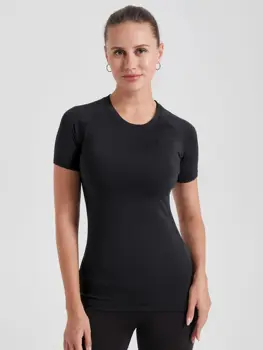 Women's Compression Shirt Short Sleeve Athletic Yoga Running T-Shirt Summer Gym Workout Quick Dry Stretchy Tees Tops Baselayer 1