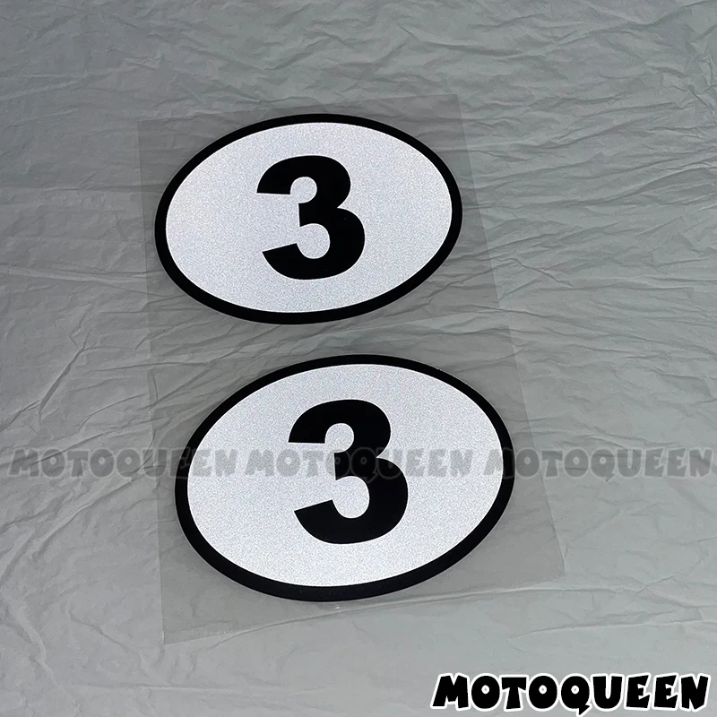 2x Nummer 123456789 Motorrad Auto Aufkleber ovale Kraftstoff tank Seiten abdeckung Wind Helm Aufkleber für Kawasaki Honda Suzuki Harley Indianer – Detail 9