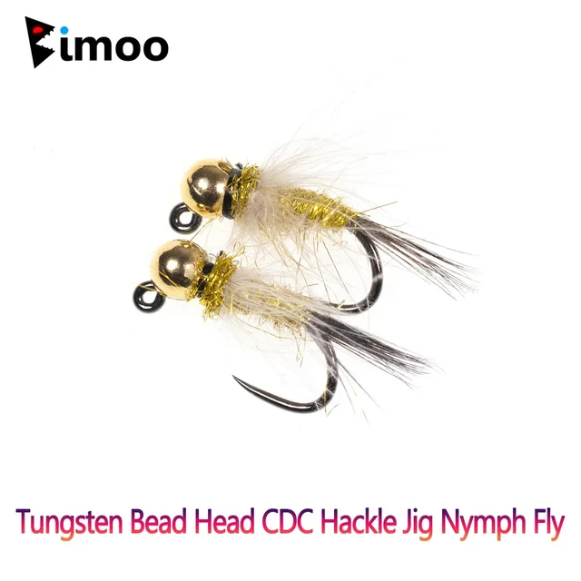 Bimoo 4pcs #12 Tungsten Bead Head CDC Hackle Jig Nymph Fly Pheasant Tail  Fast Sinking Wet Euro Nymph Fly Trout Fishing Lures - AliExpress