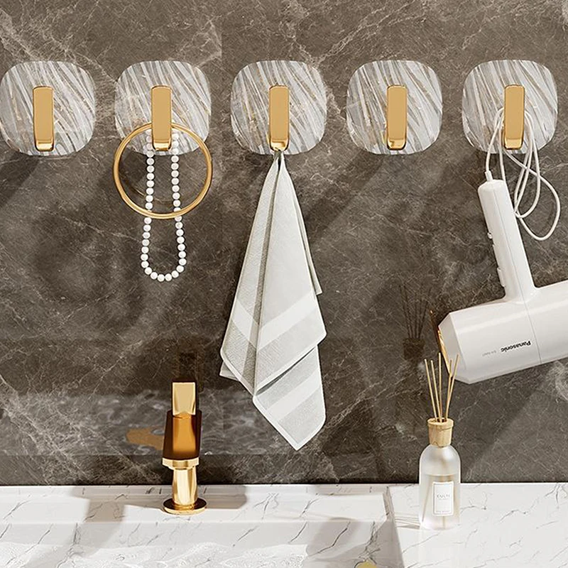 

4PCS Self-adhesive Wall Hooks Acrylic Bathroom Hooks For Hanging Waterproof Luxury Adhesive Hook Towel Holder Home Accessories