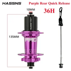 High - Performance MTB Bicycle Rear Hub with Freehub and Six - Pawl System (36H Purple Rear)