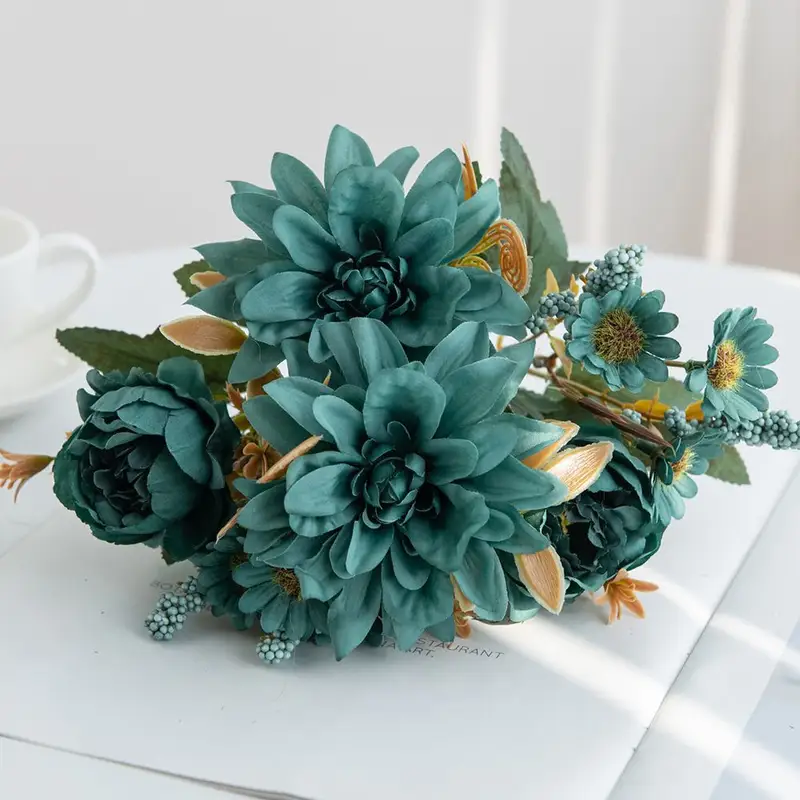 Artificial Flowers Silk Dahlia Rose daisy Valentine's Home RoomDecoration Bonsai Room Wedding Bridal Bouquet Party Diy Hot sales - Image 7