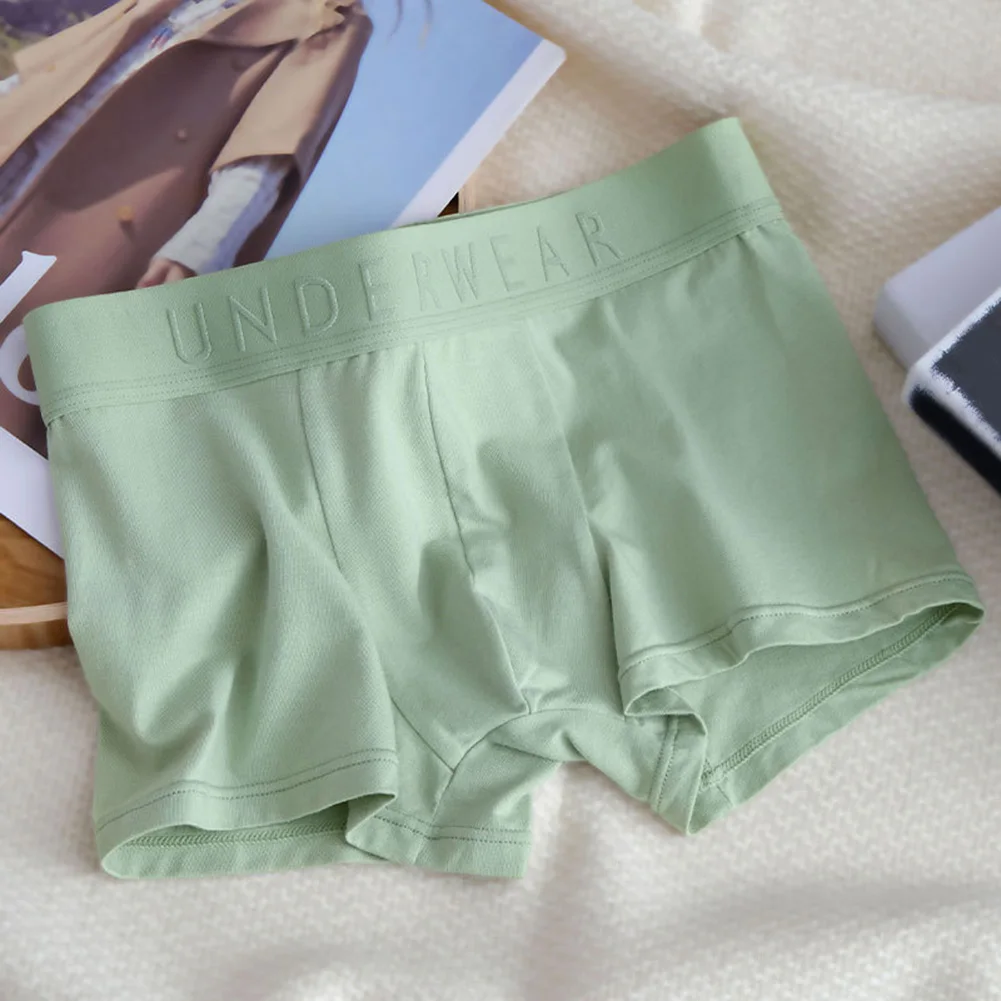 

Mens Seamless Boxer Briefs Solid Cotton Breathable Underpants Middle Waist Sleep Bottoms Boxershorts U Convex Pouch Underwear