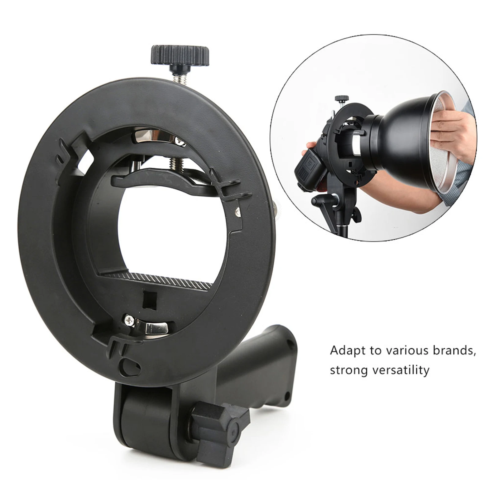 Flashlight Bracket Support Handheld Hand Grip S Shape for Bowens Mount Camera