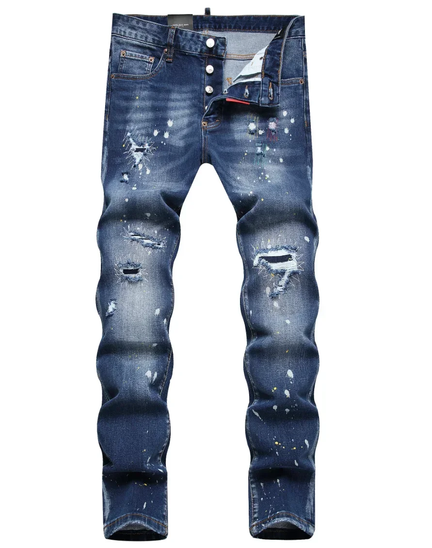 Y2k New Mens Ripped Jeans Luxury Men Skinny Jeans Light Blue Holes Pants Quality Male Stretch Slim Fashion Trousers Men Clothing 4