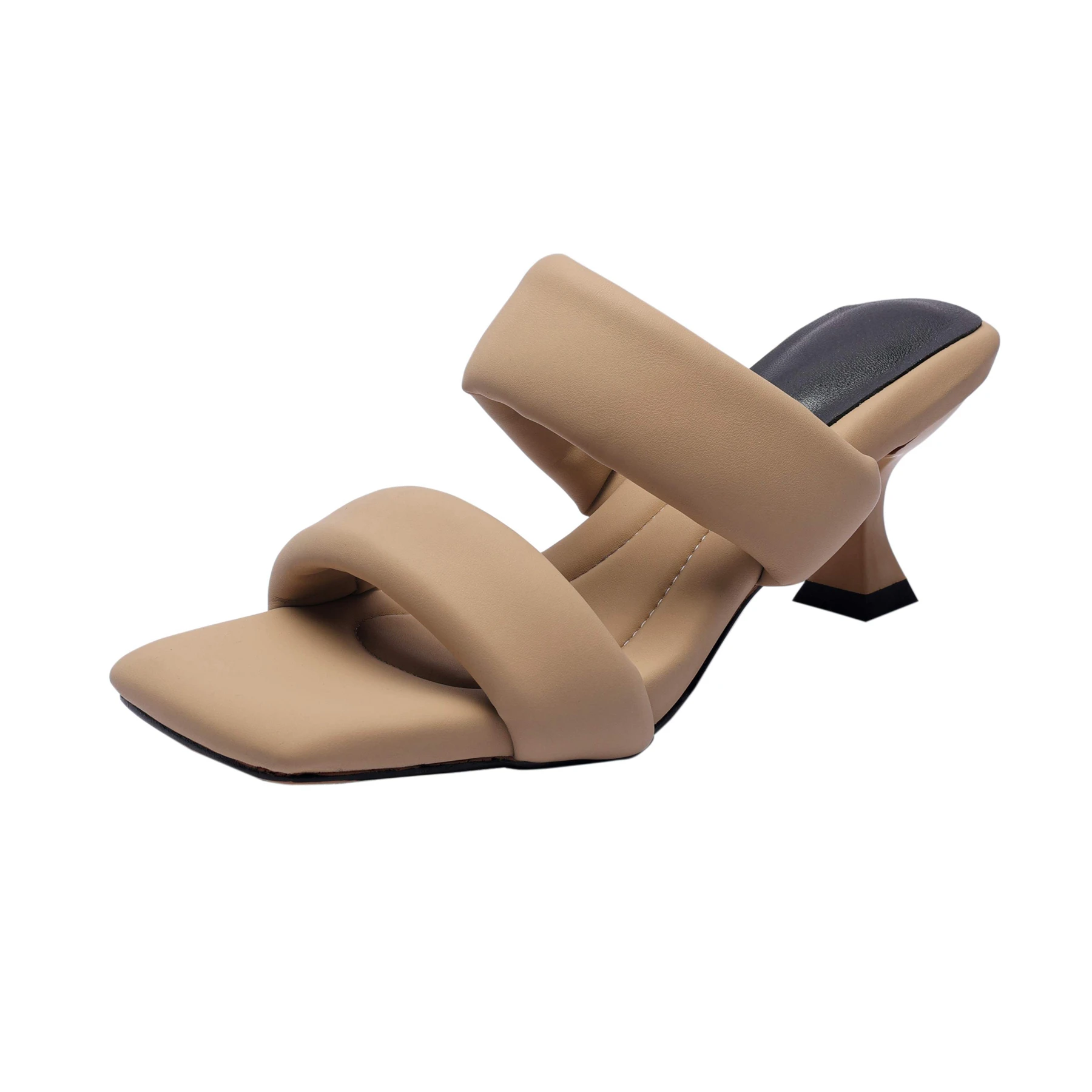 Krazing Pot Big Size 43 44 Cow Leather High Heels Elegant Peep Toe Summer Mules Shoe Slingback Soft Party Vacation Women Sandals