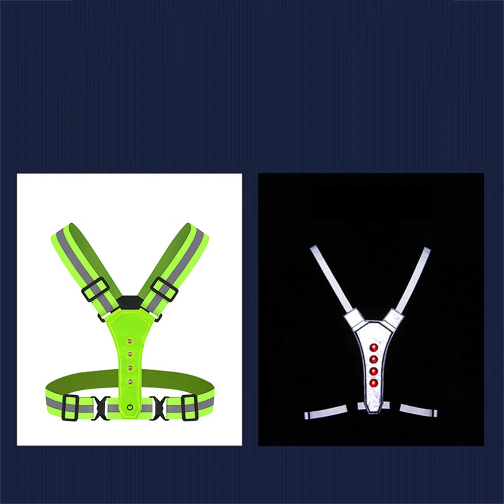 Motorcycle Cycling Reflective Safety LED Vest Electric Scooter Flashing Vest Battery Running Jogging Fishing reflective vest