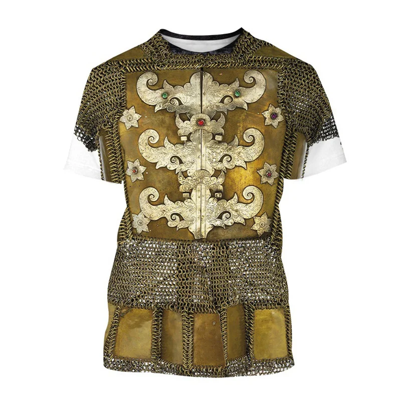 

Футболка мужская оверсайз с коротким рукавом, 3D-рисунок средневековой доспехи, стиль ретро, костюм для косплея, летняя футболка