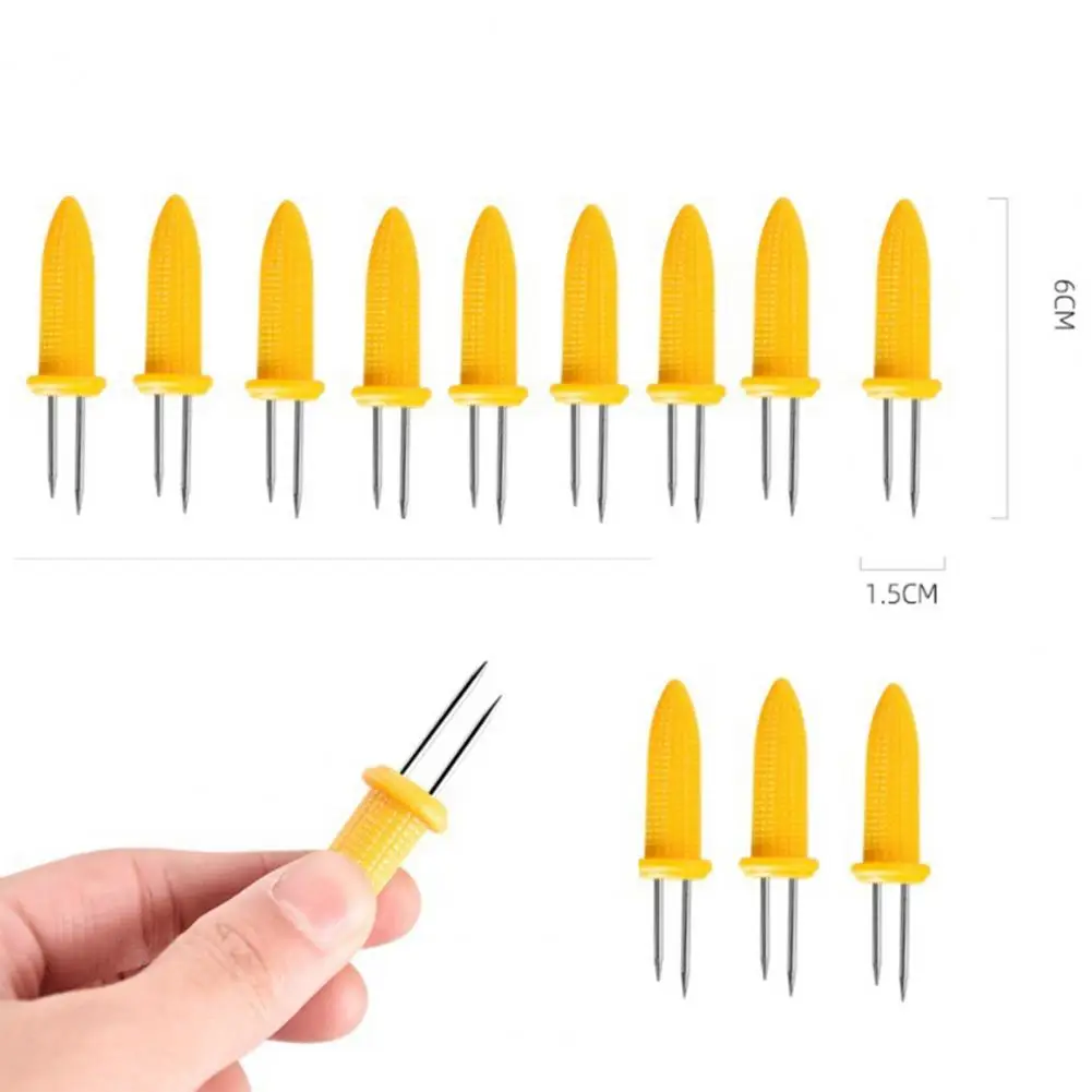 12pcs Jumbo Corn On the Cob holders Set Stainless steel Corn Skewers Prongs Hot Dog Meat Forks BBQ Dish Plate Fork BBQ Tool